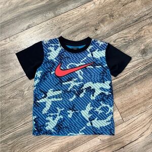 Nike Kids Blue and Black Camo Tee